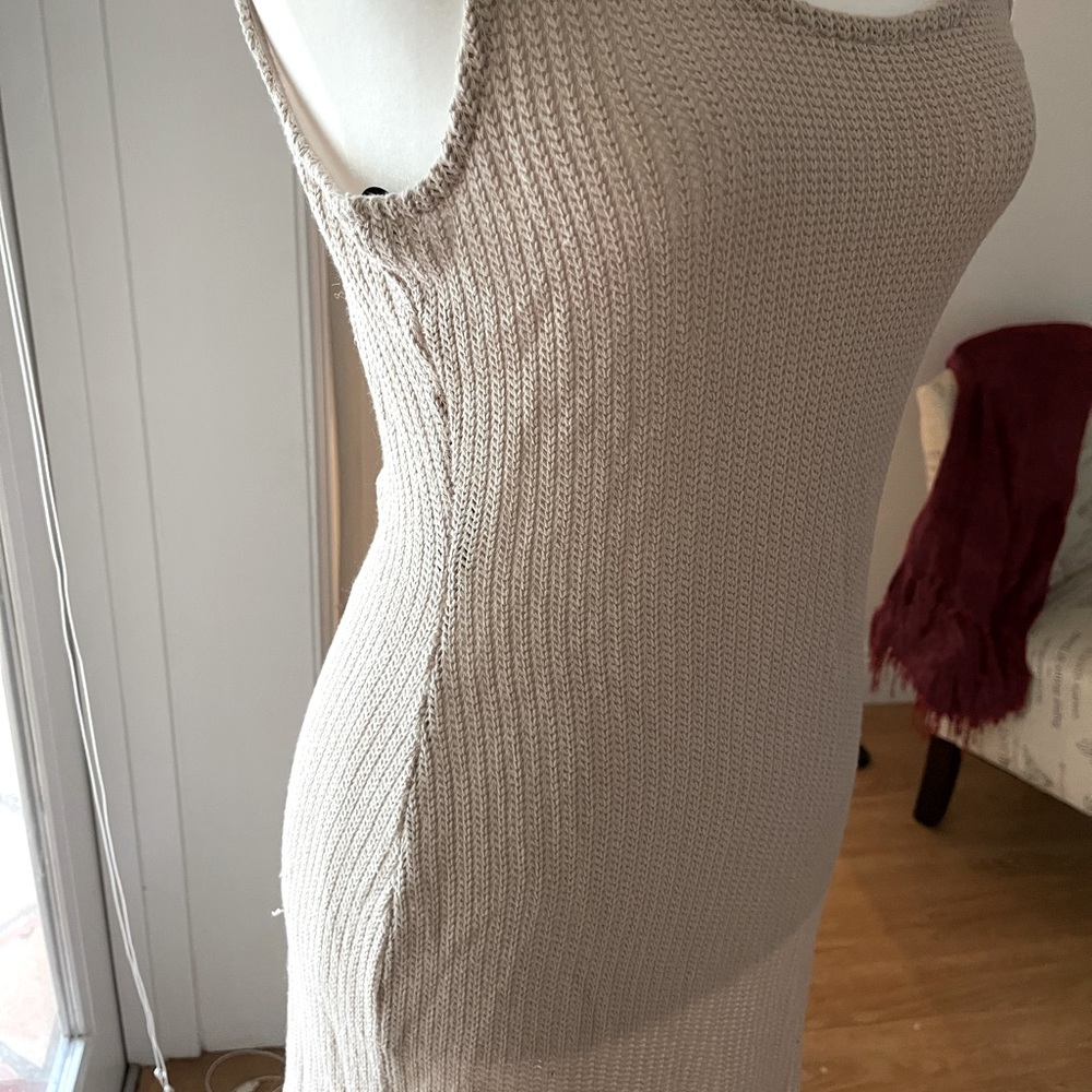 Beach cover up dress in tan.